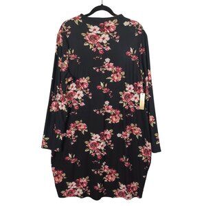 RILEY & JAMES Floral Dress Pink Black Stretchy Long Sleeve Bodycon 3X NWT